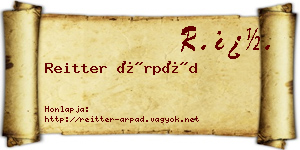 Reitter Árpád névjegykártya